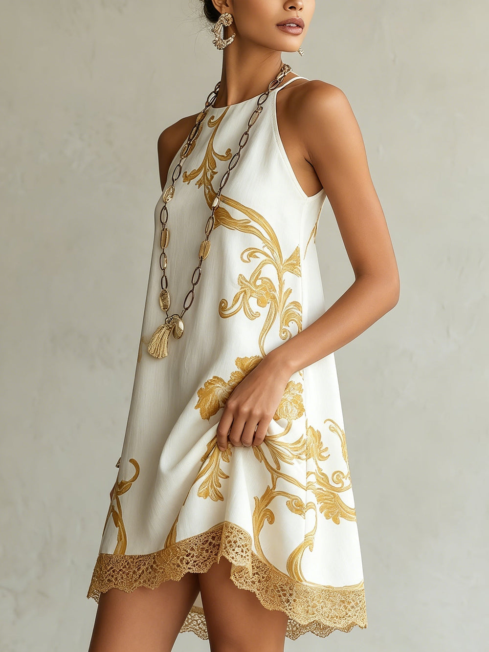 Héloïse | Vestido Encaje Blanco Dorado