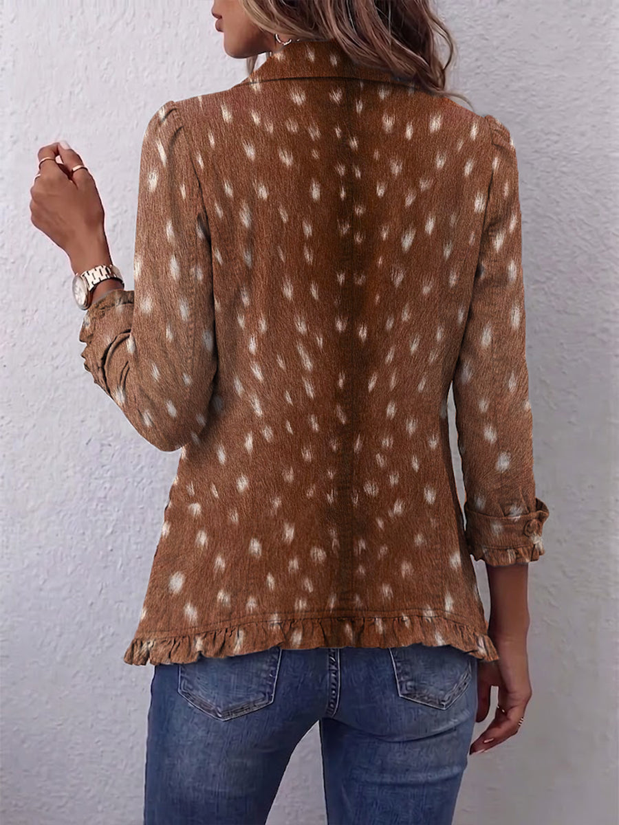Ilenia | Veste Bohème Imprimé Animalier à Volants