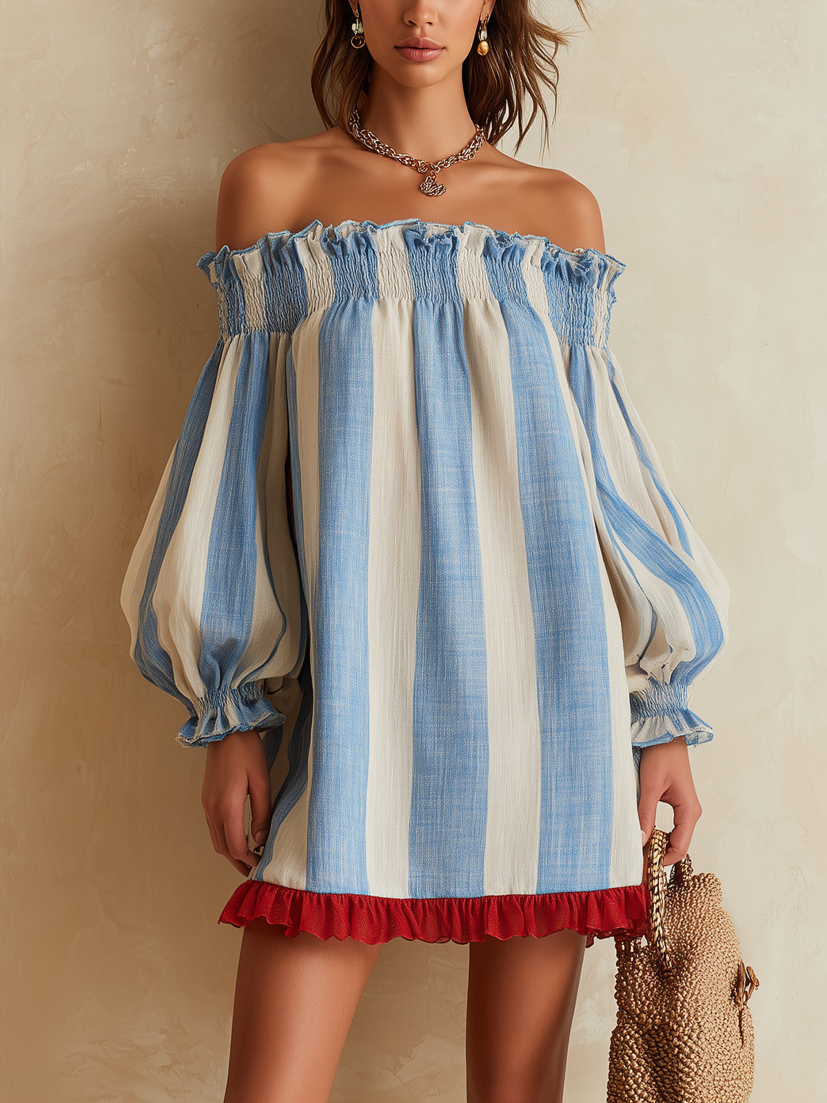 Ondine – Vestido Rayas Azul Blanco Verano