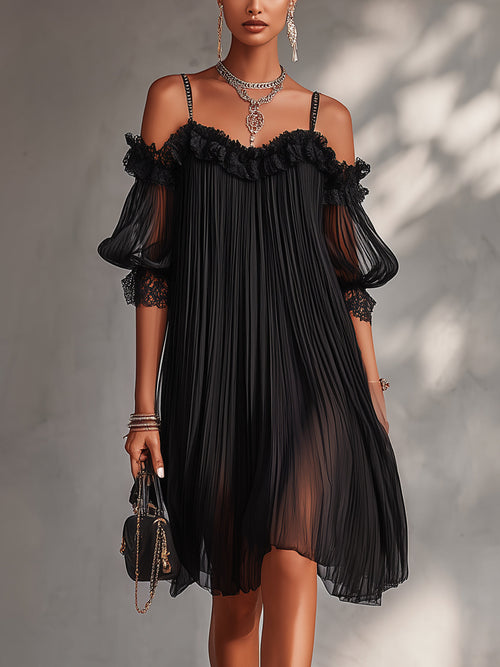 Camille – Vestido Gasa Negra Encaje