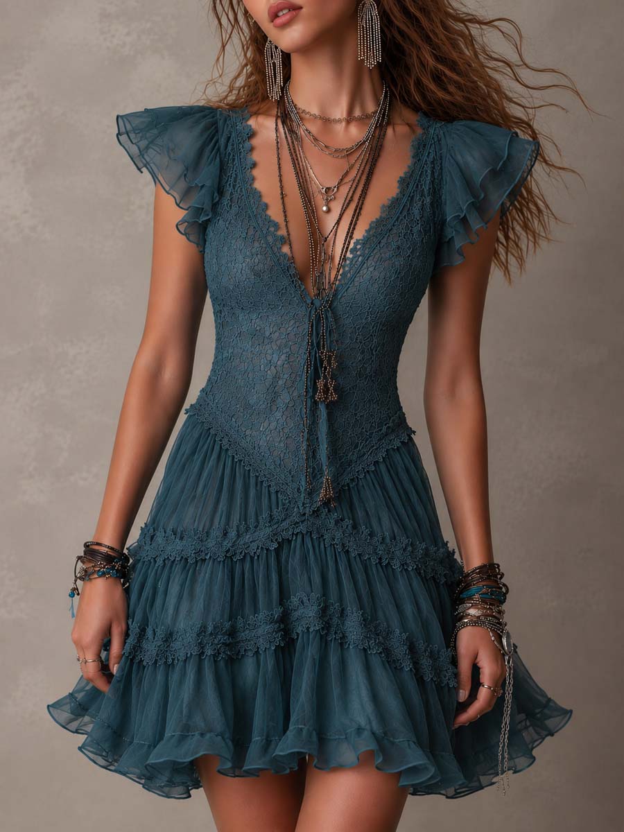 Delphine – Vestido Volantes Encaje Retro