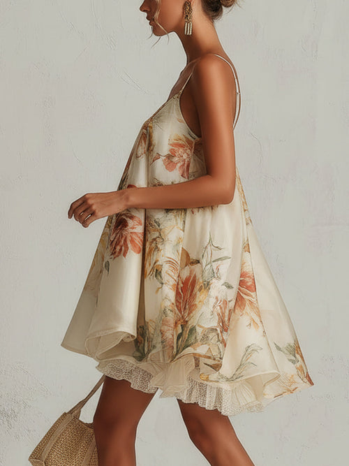 Blanche | Vestido Organza Floral Beige