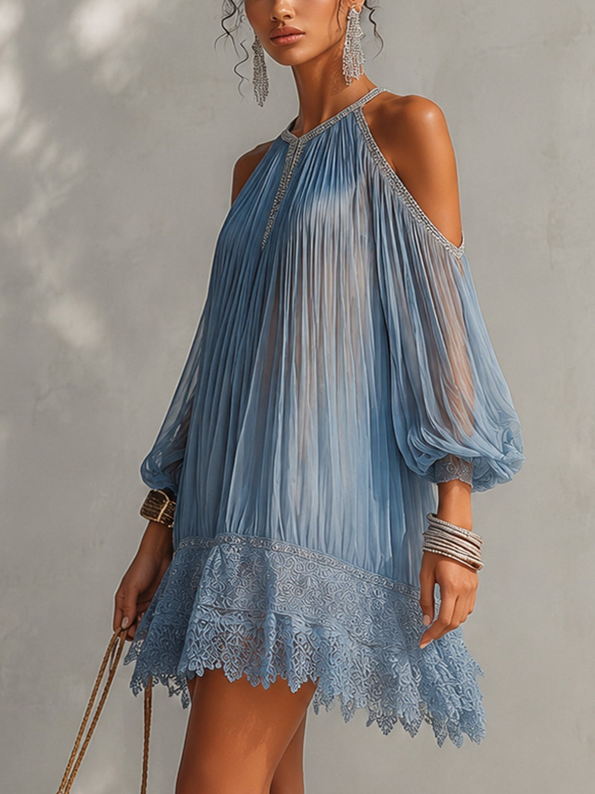 Séraphine | Vestido Azul Hombros Descubiertos