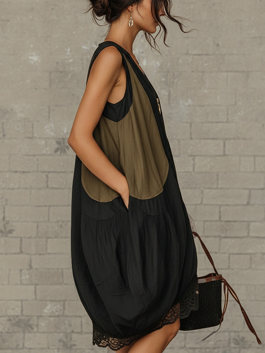 Inès | Vestido Tulipán Colorblock Cremallera