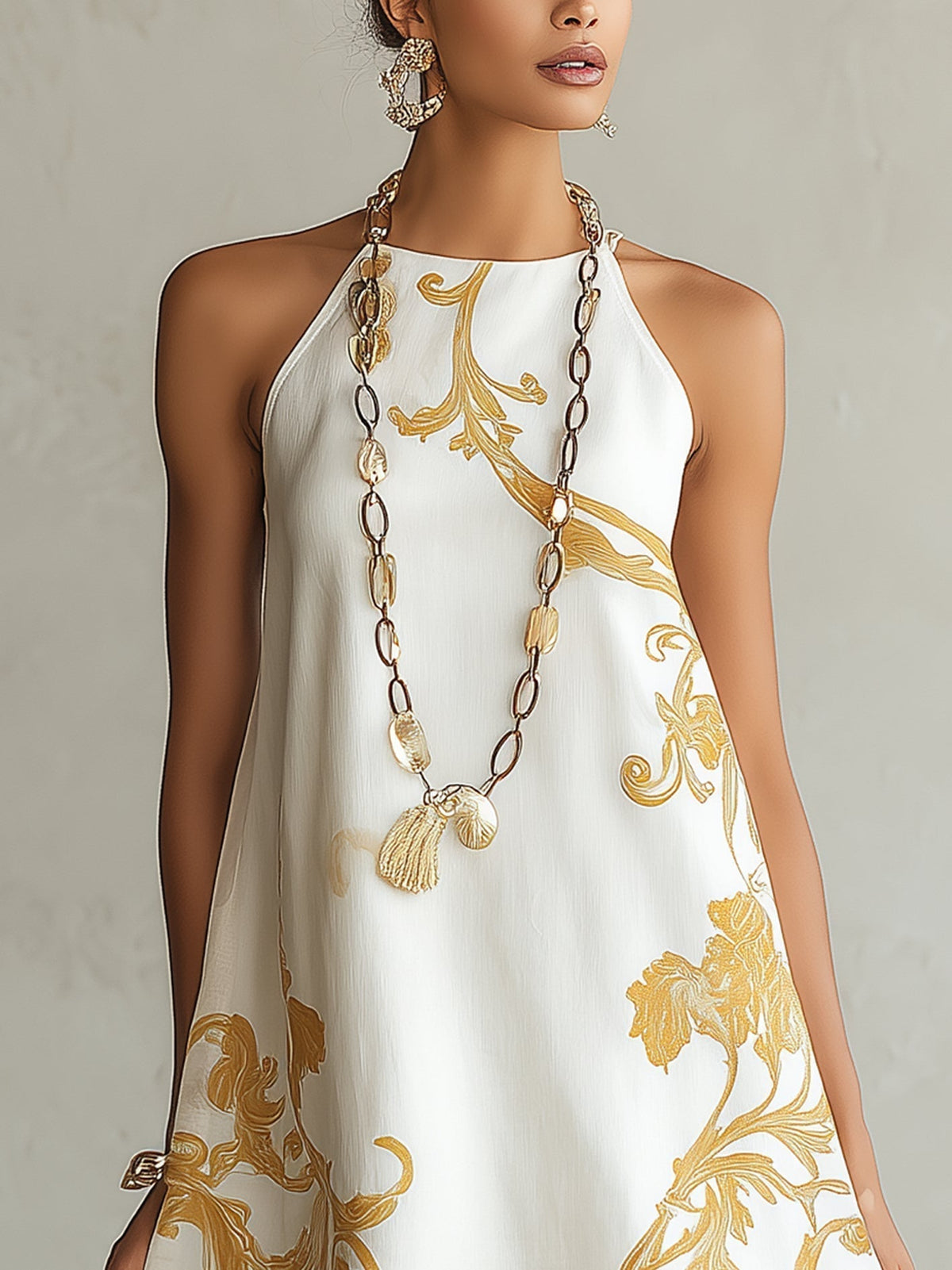 Héloïse | Vestido Encaje Blanco Dorado