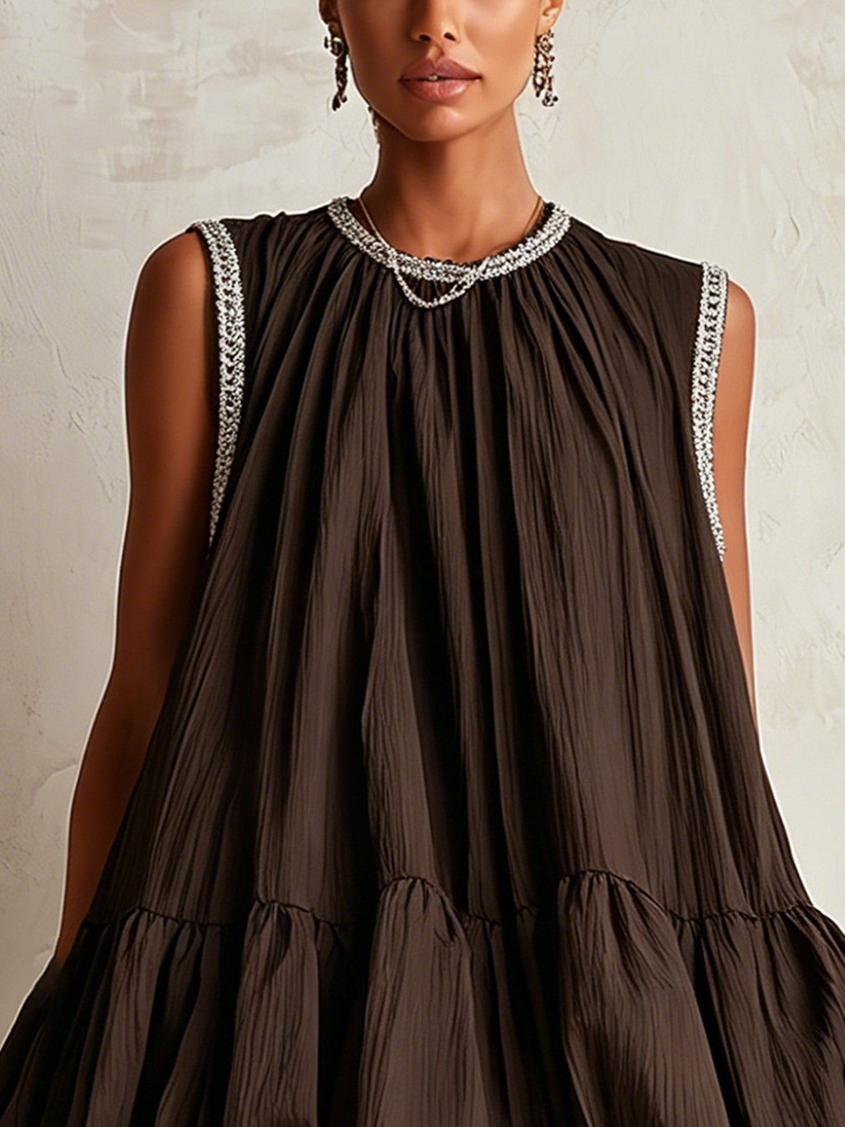 Colette | Vestido Marrón Bajo Voluminoso