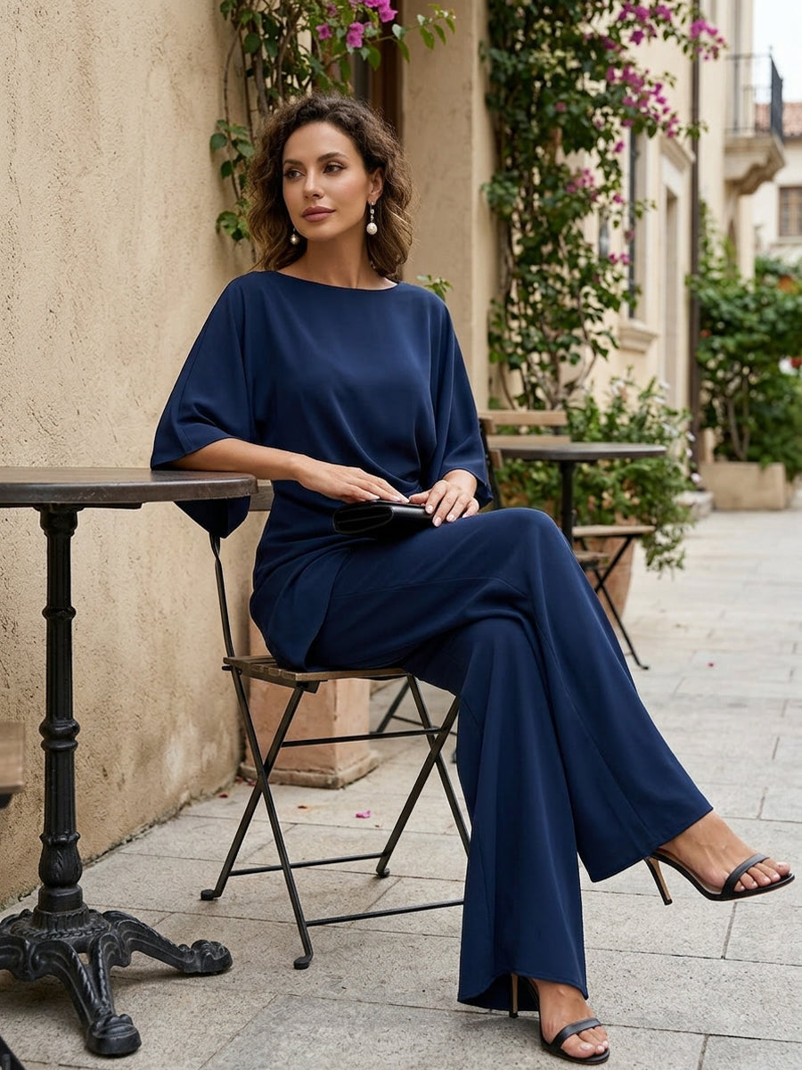 Gabriella | Conjunto Blusa Drapeada y Pantalón Amplio