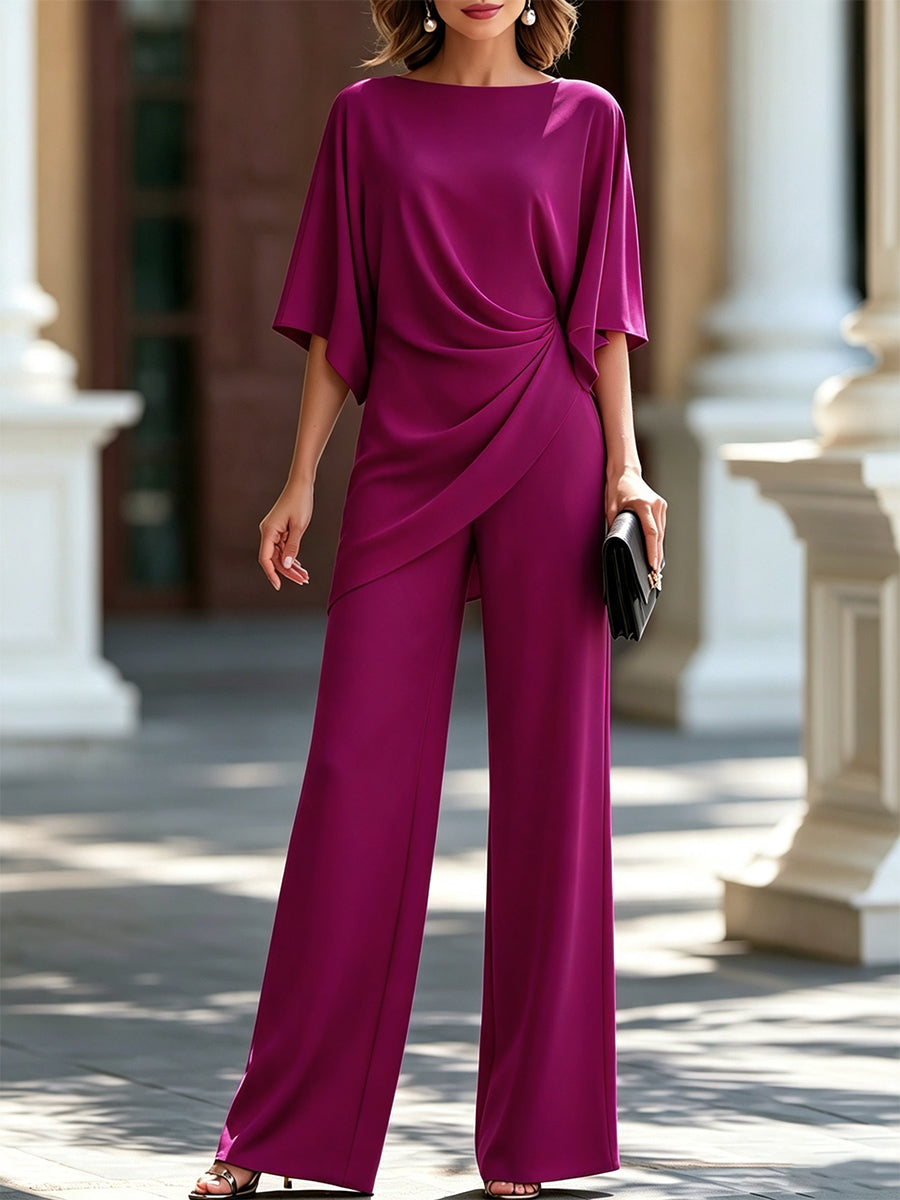 Gabriella | Conjunto Blusa Drapeada y Pantalón Amplio