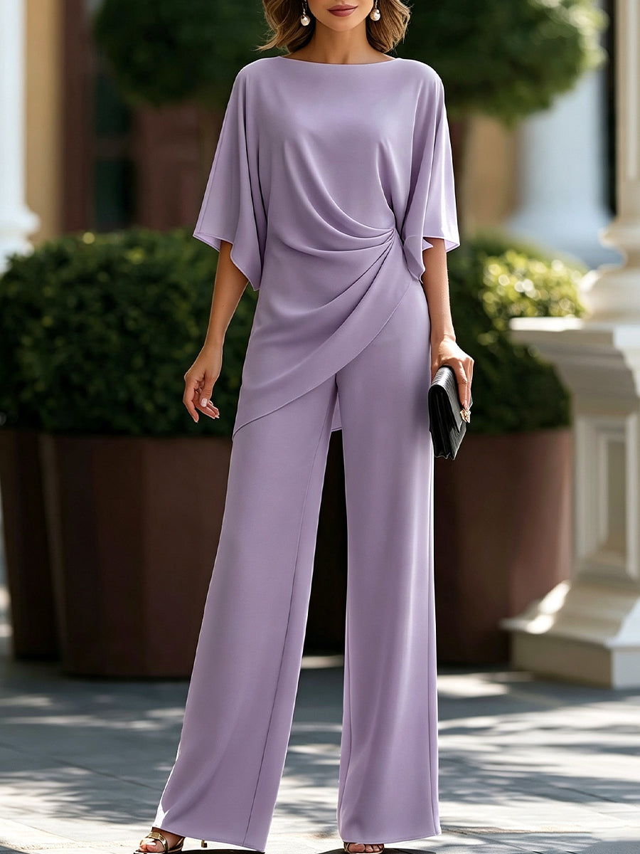 Gabriella | Conjunto Blusa Drapeada y Pantalón Amplio