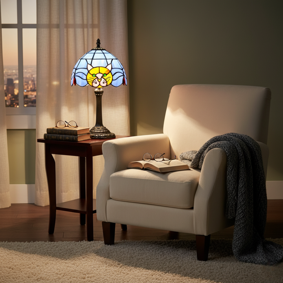 Chat dans l'Océan | Lámpara Vitral Decorativa