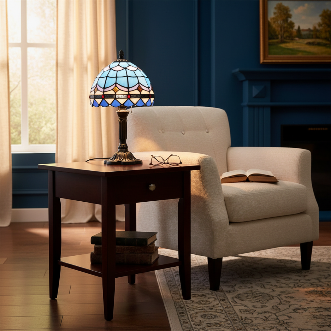 Nuit Gélée | Lámpara Vitral Decorativa Azul