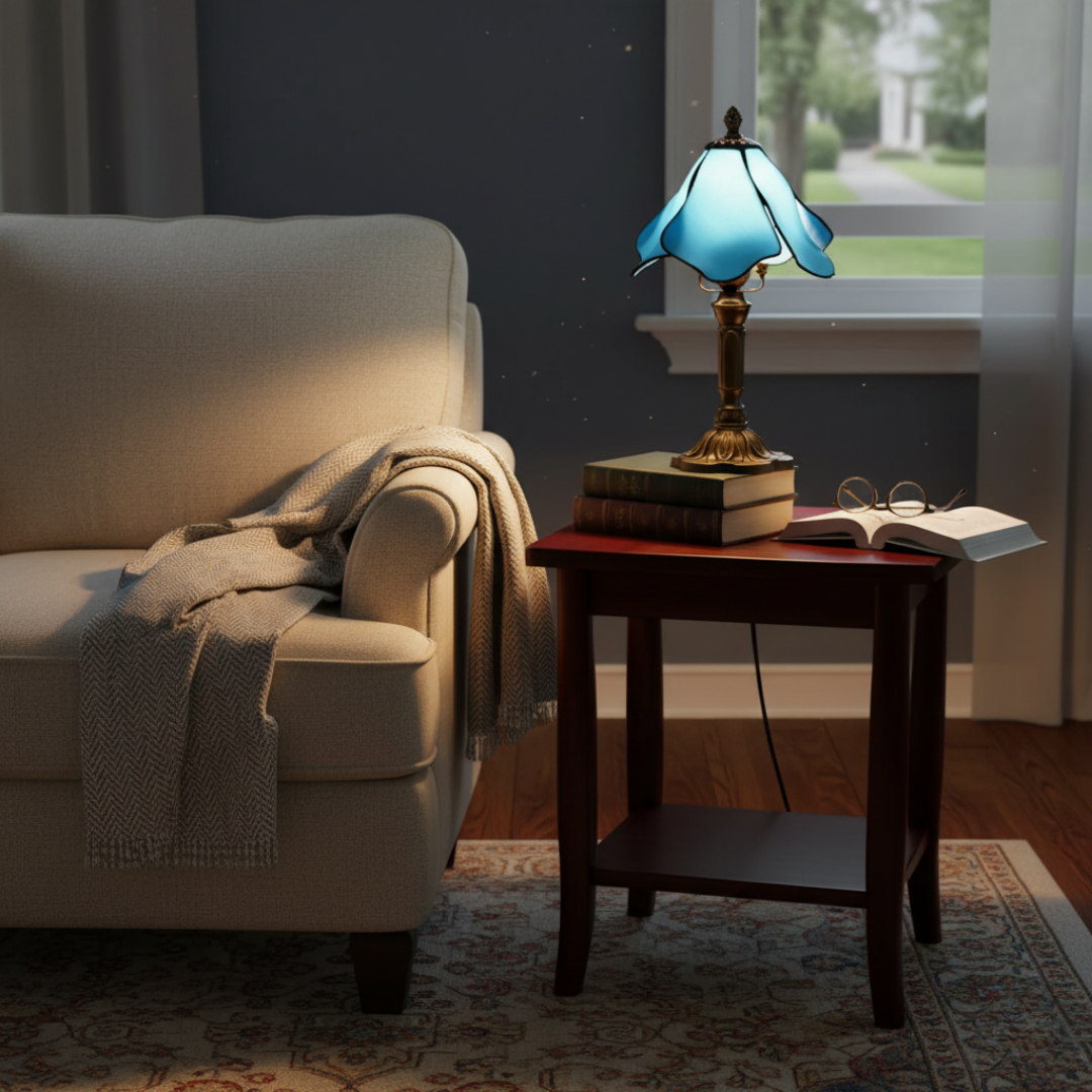 Fée Bleue | Lámpara Vitral Decorativa Azul