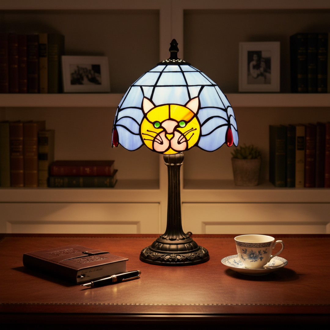 Chat dans l'Océan | Lámpara Vitral Decorativa