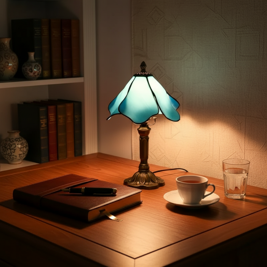 Fée Bleue | Lámpara Vitral Decorativa Azul