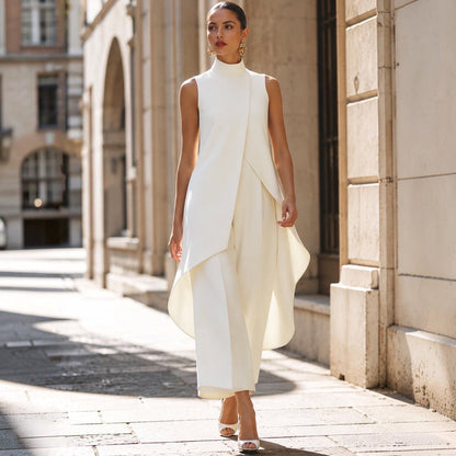 Valentina | Combinaison Élégante à Col Montant Drapé