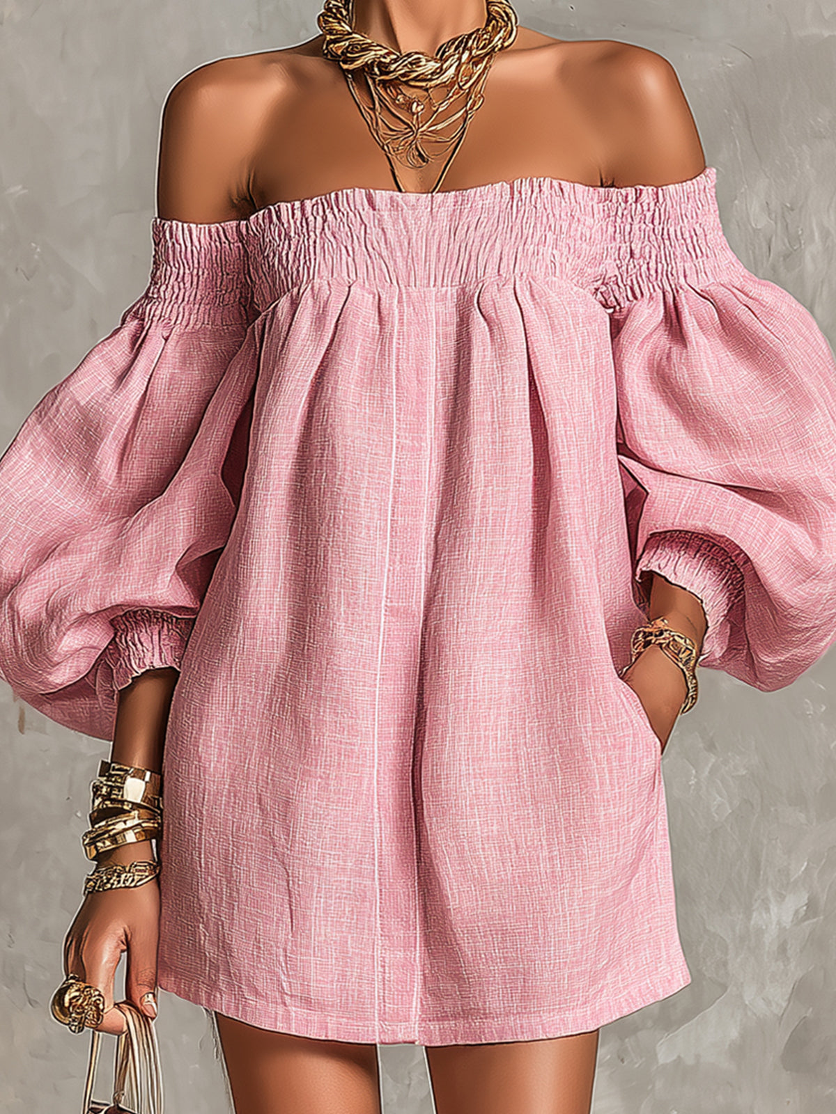 Violette | Vestido Trapecio Rosa Mangas Farol