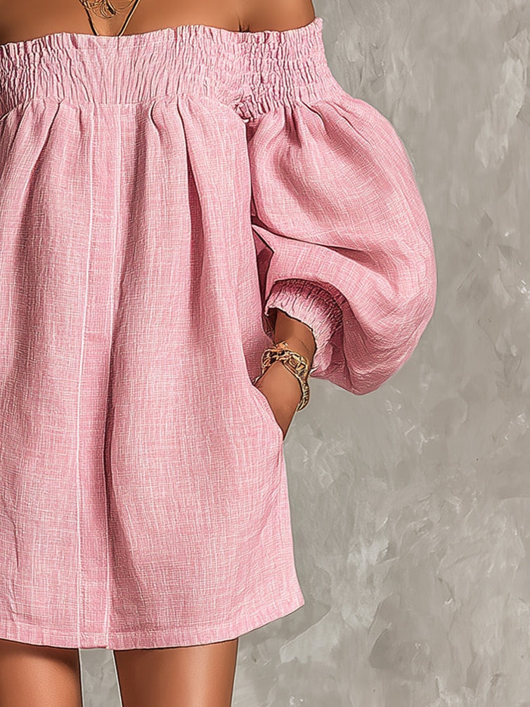 Violette | Vestido Trapecio Rosa Mangas Farol