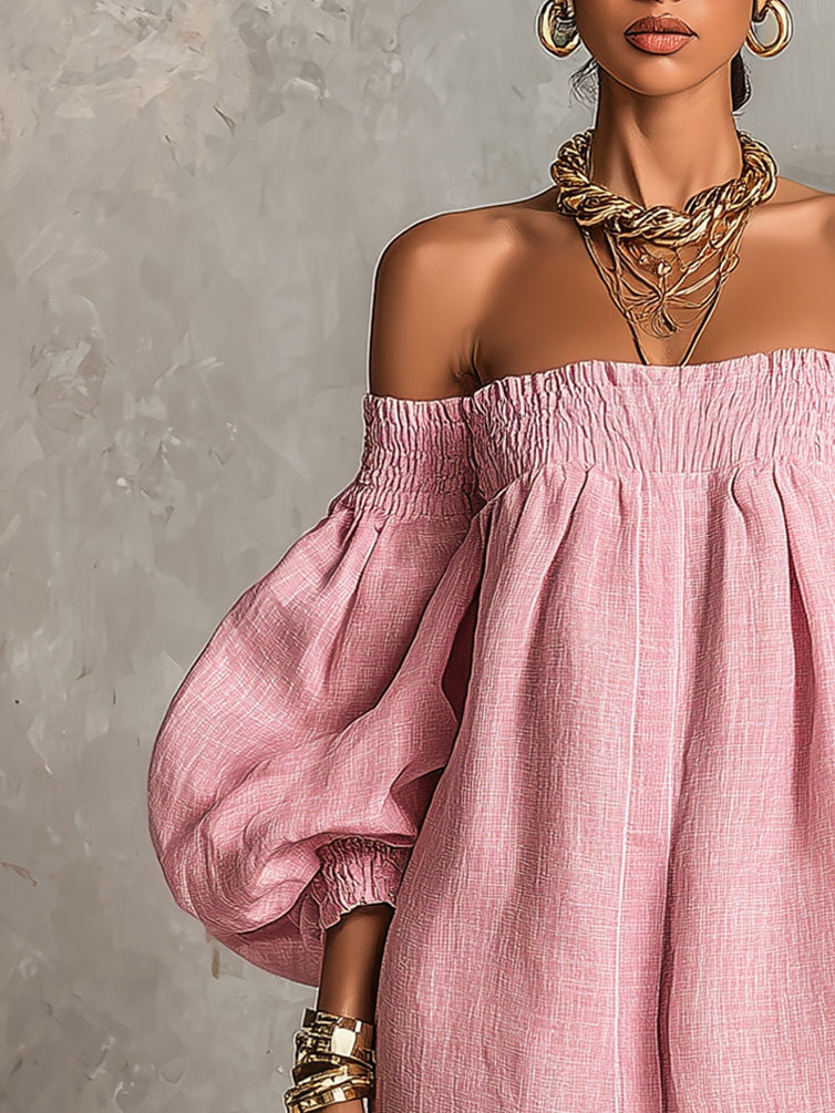 Violette | Vestido Trapecio Rosa Mangas Farol