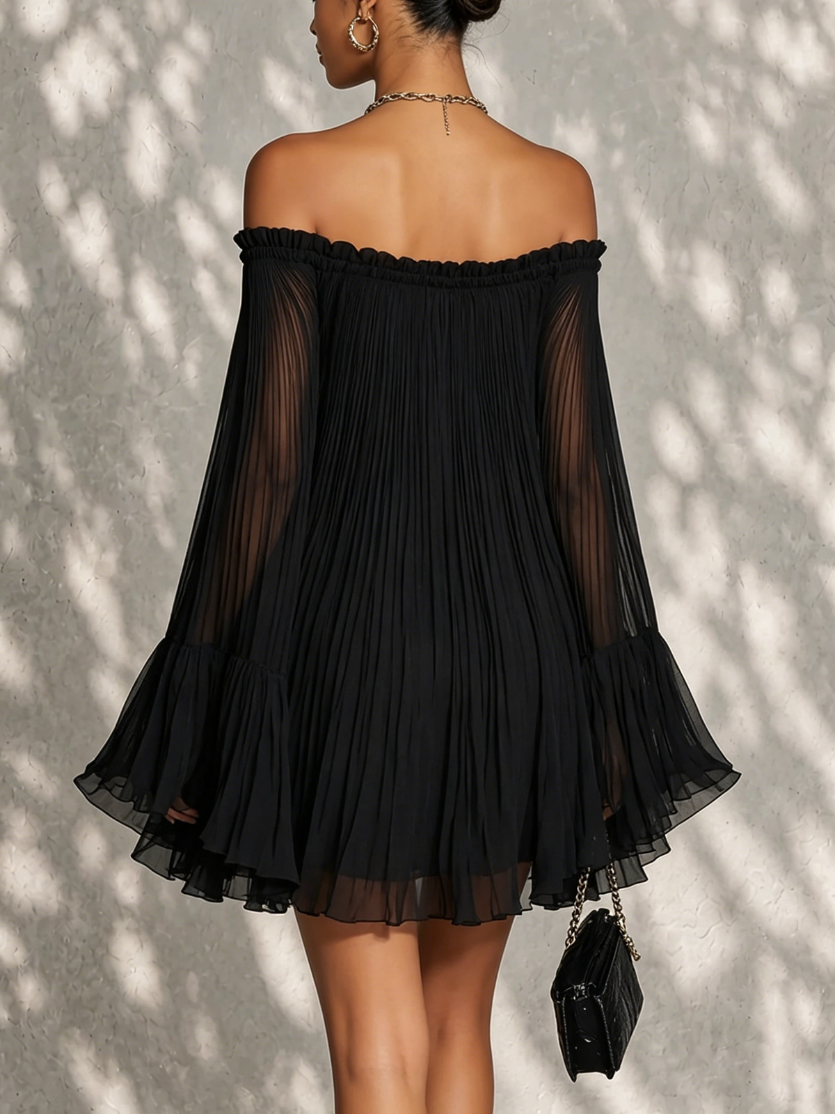 Océane | Vestido Negro Mangas Campana