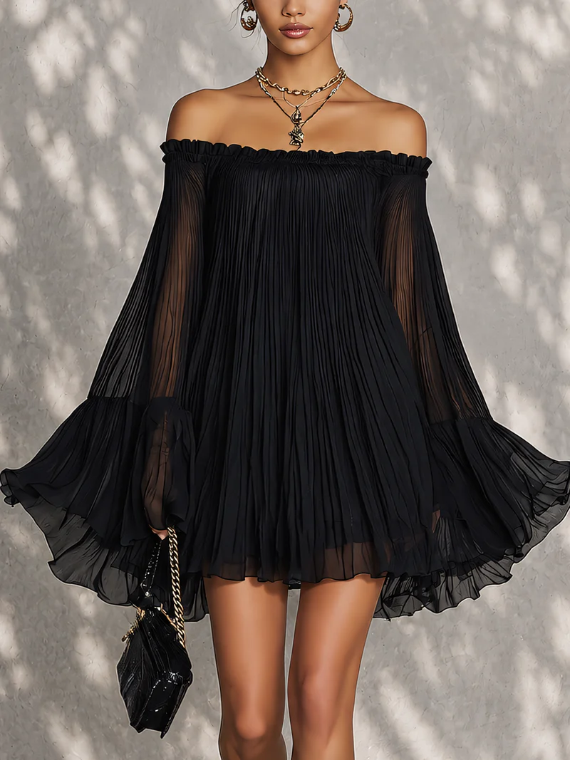 Océane – Vestido Negro Mangas Campana
