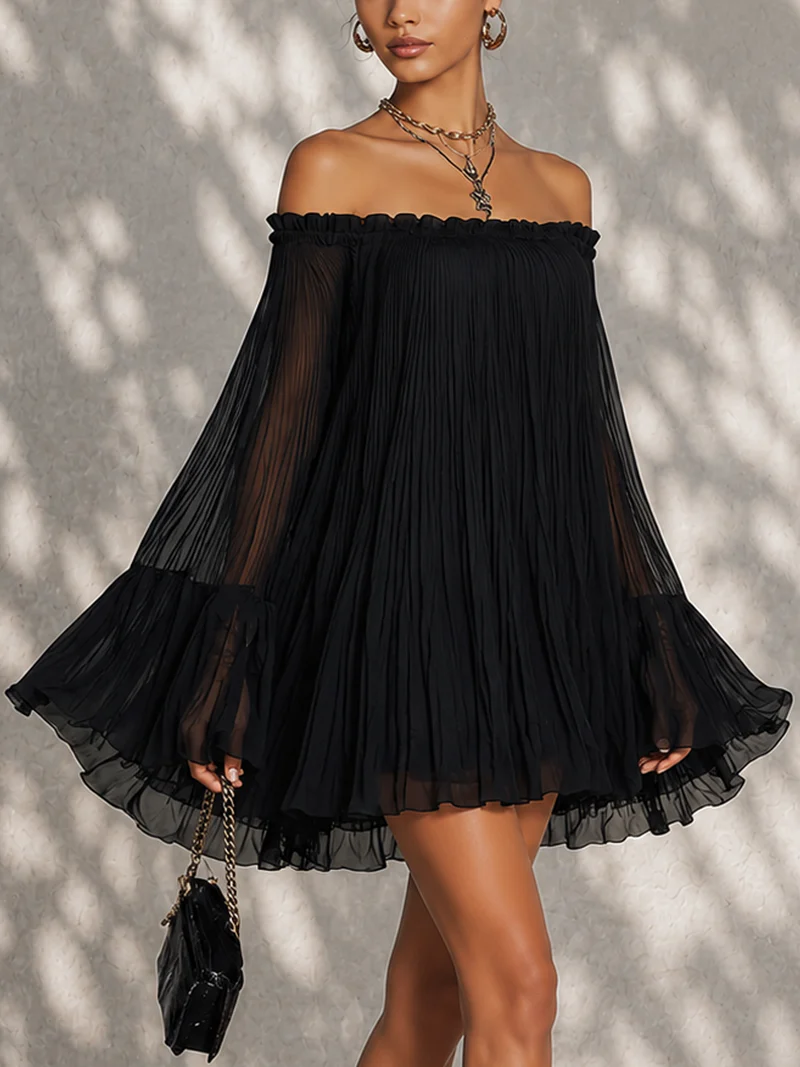Océane | Vestido Negro Mangas Campana