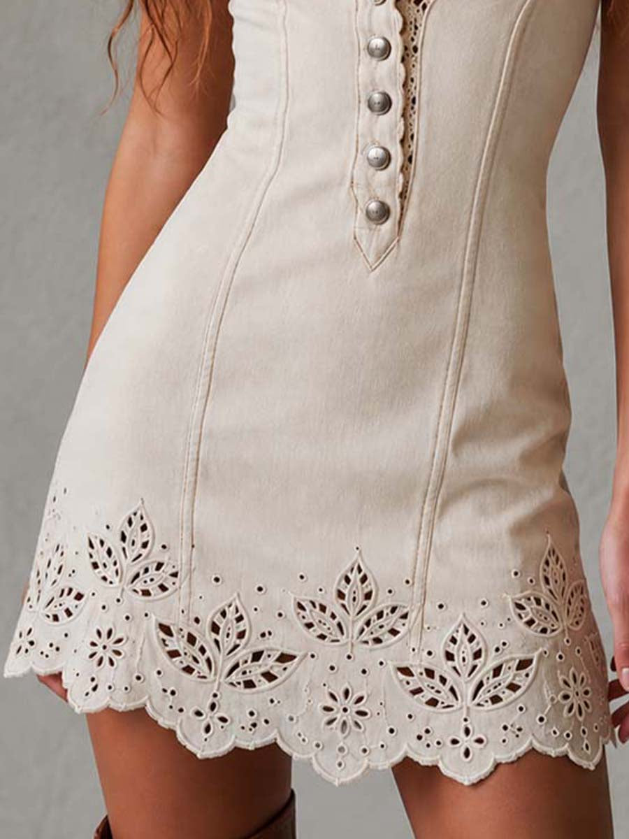 Gabrielle | Vestido Encaje Marfil Escote V