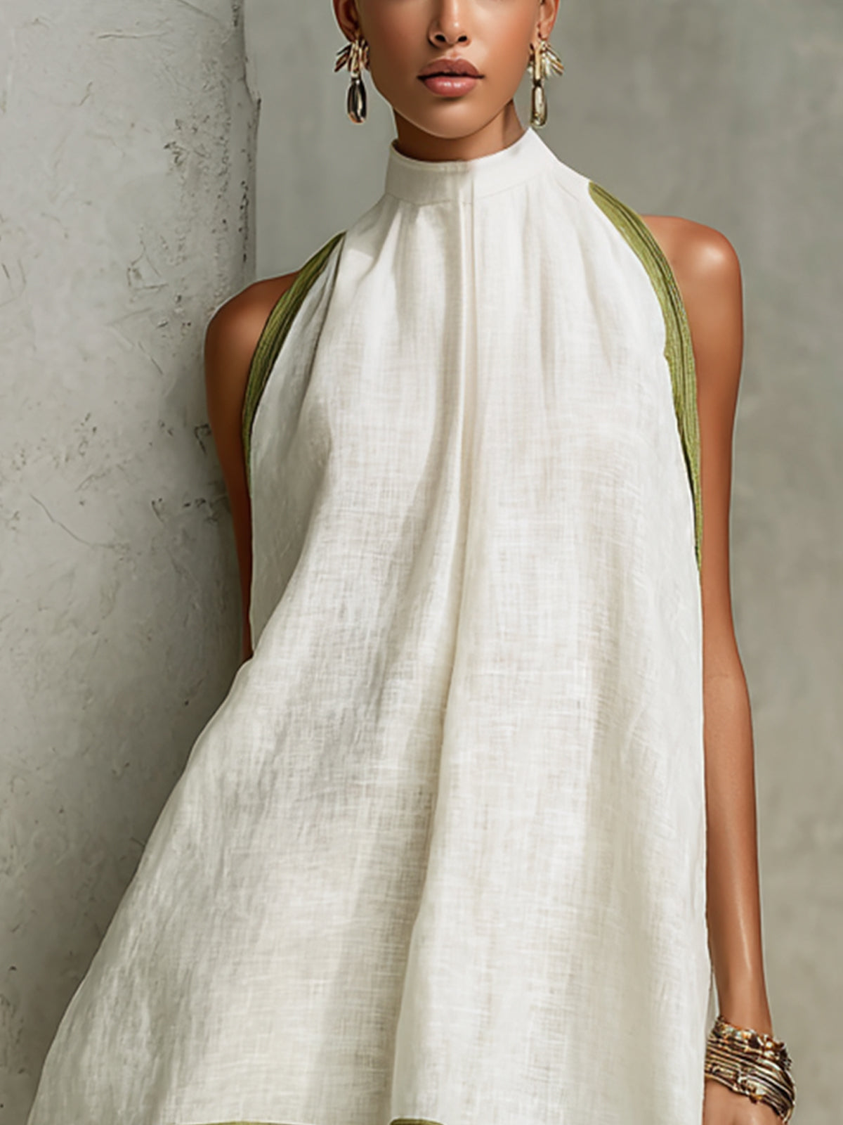 Agathe | Vestido Trapecio Floral Verde Oliva
