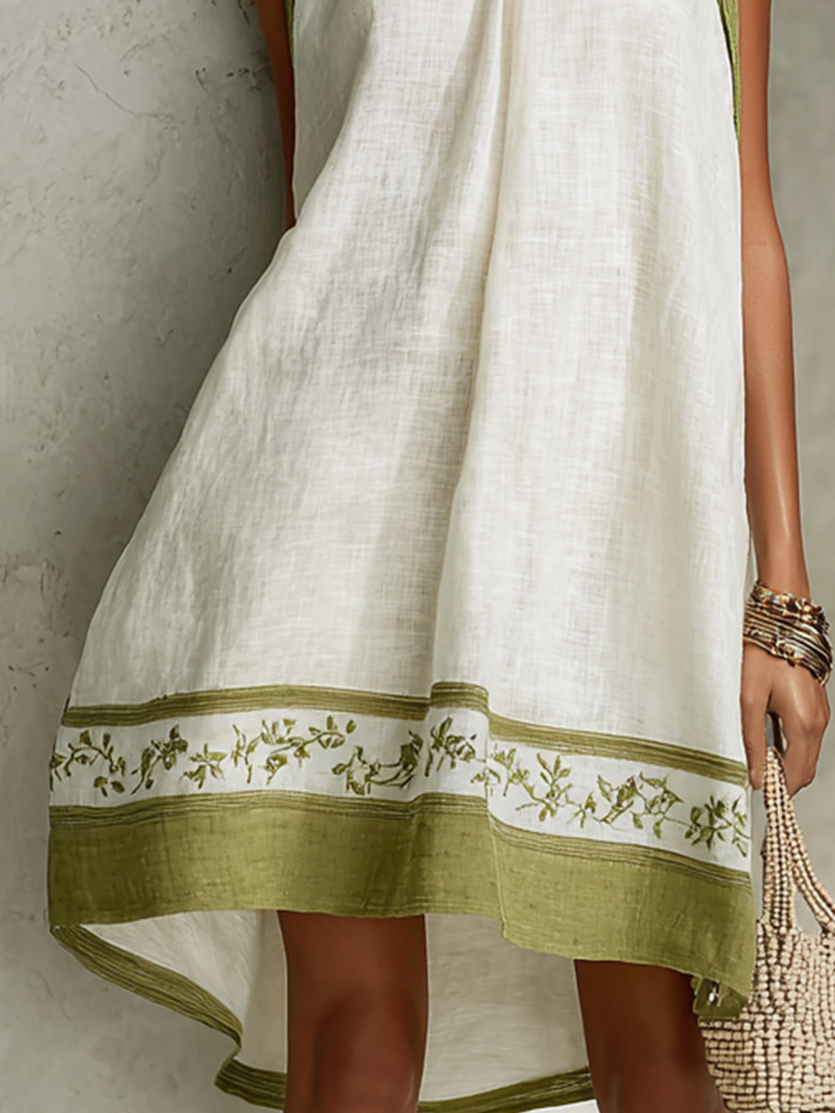 Agathe | Vestido Trapecio Floral Verde Oliva