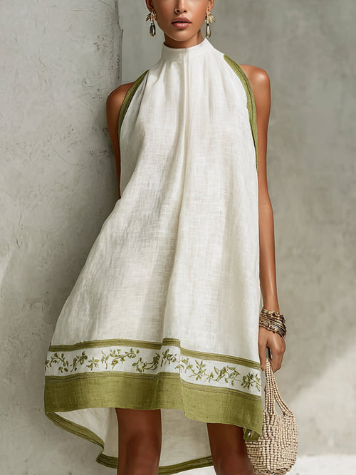 Agathe – Vestido Trapecio Floral Verde Oliva
