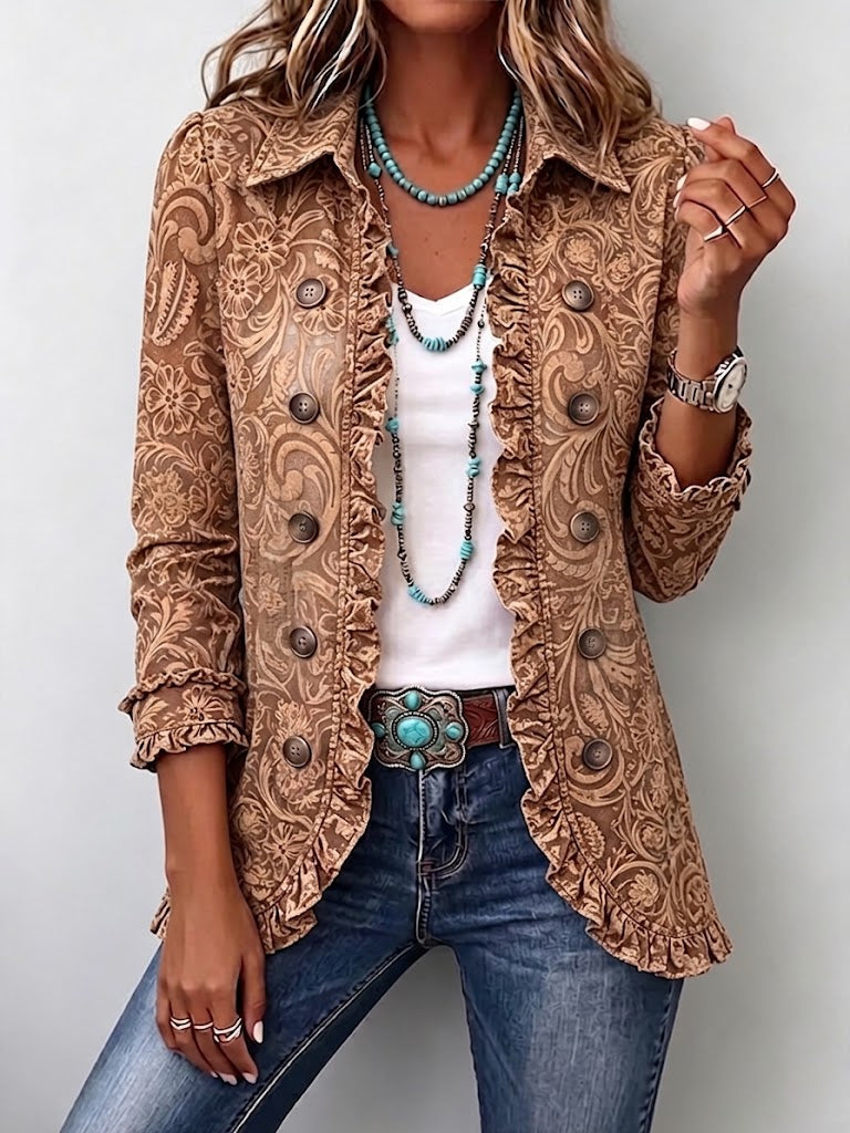 Noemi | Veste Bohème Florale Vintage à Volants