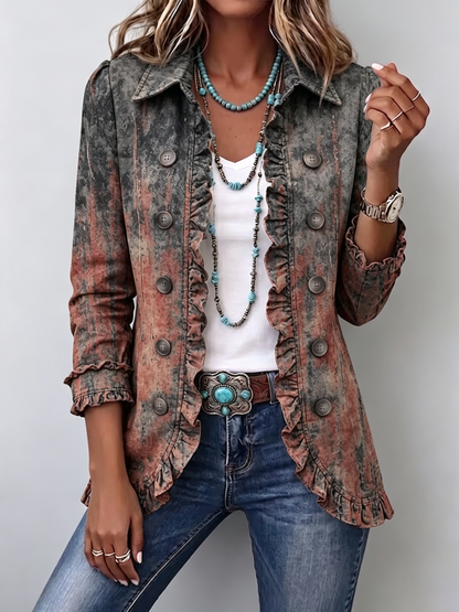 Flavia | Veste Vintage Dégradée Texturée à Volants