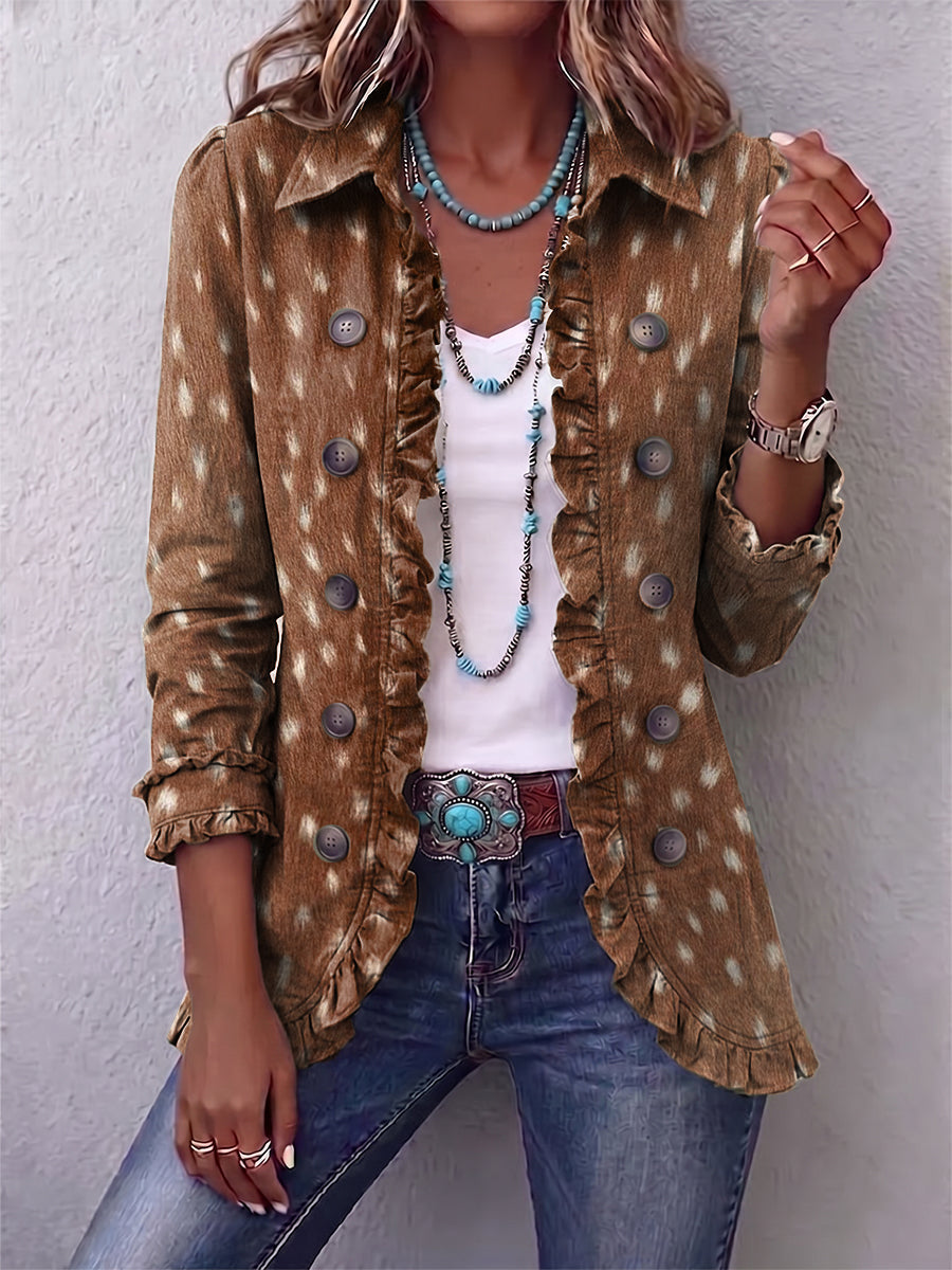 Ilenia | Veste Bohème Imprimé Animalier à Volants