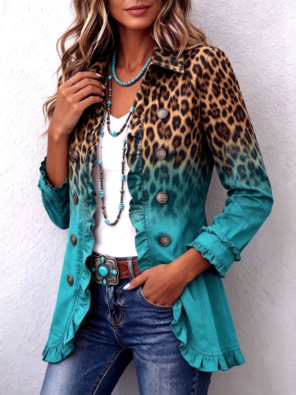Beatrice | Blazer Léopard Ombré à Volants