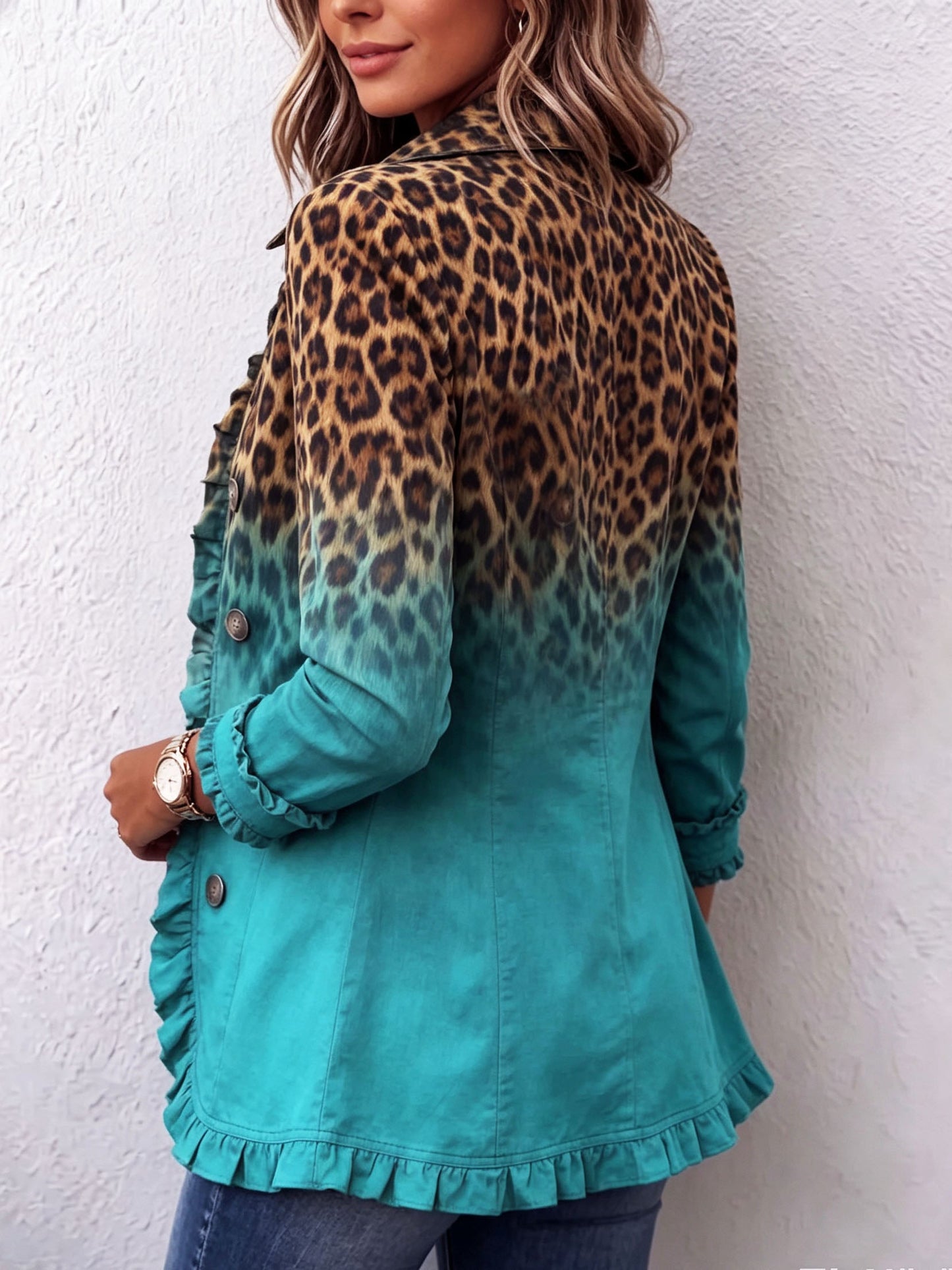 Beatrice | Blazer Léopard Ombré à Volants
