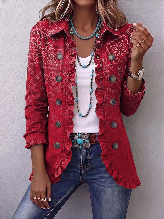 Gaia | Veste Bohème Paisley Ombré à Volants