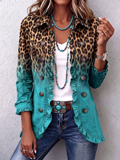 Beatrice | Blazer Léopard Ombré à Volants
