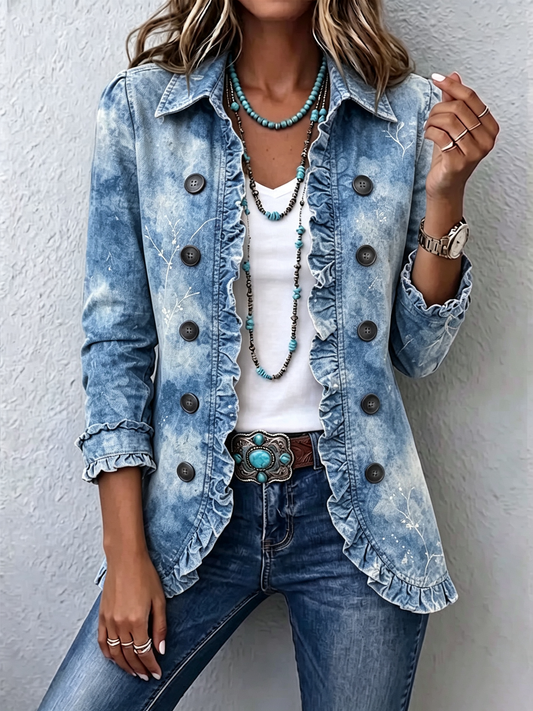 Ginevra | Veste Bohème Botanique Vintage Dégradée à Volants