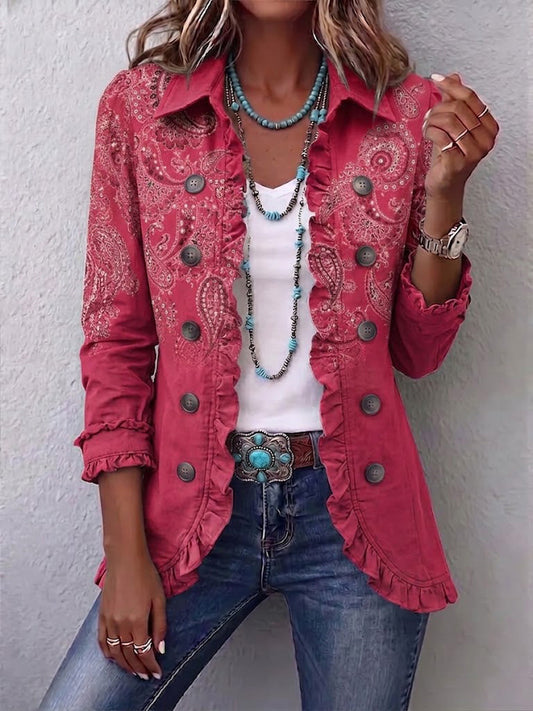 Isotta | Veste Paisley Vintage à Volants