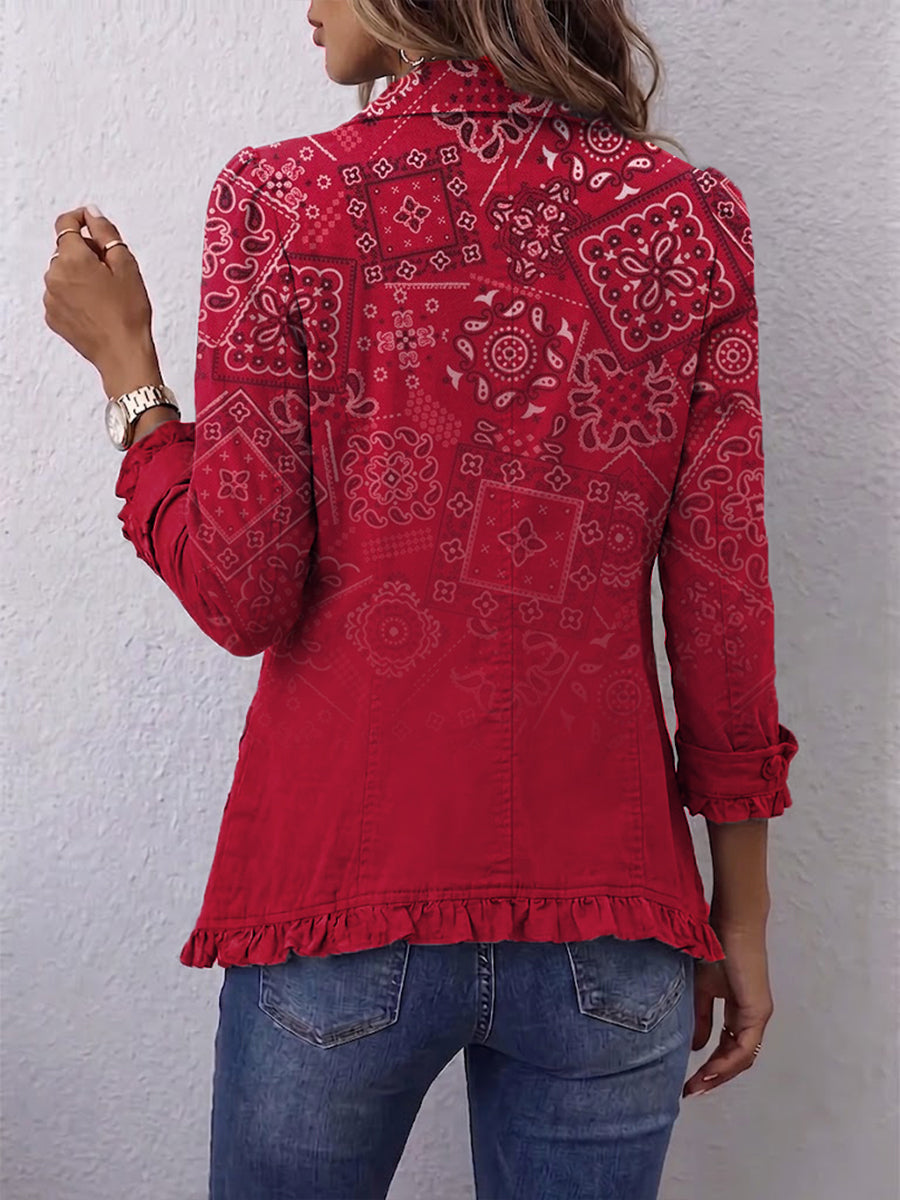 Gaia | Veste Bohème Paisley Ombré à Volants