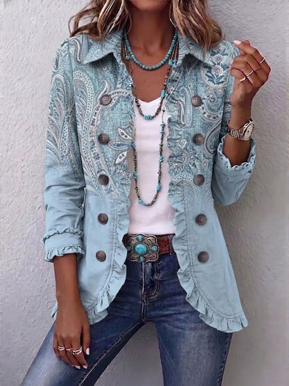 Emilia | Veste Paisley Vintage à Volants