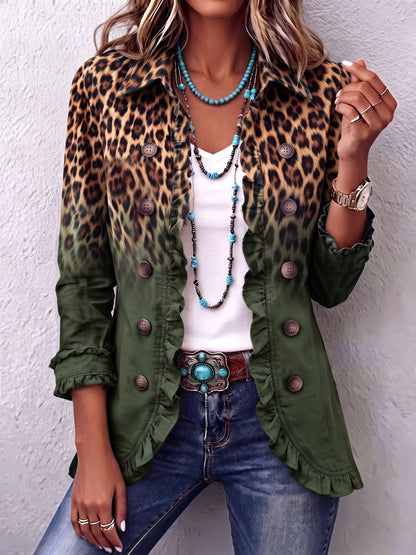 Beatrice | Blazer Léopard Ombré à Volants