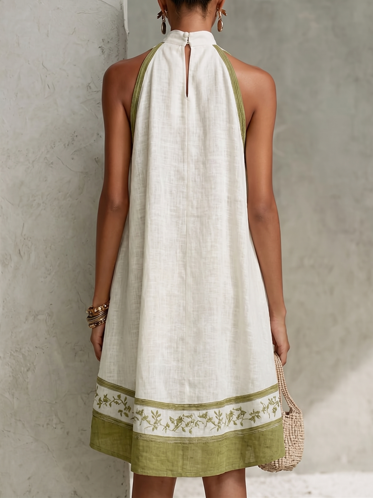 Agathe | Vestido Trapecio Floral Verde Oliva